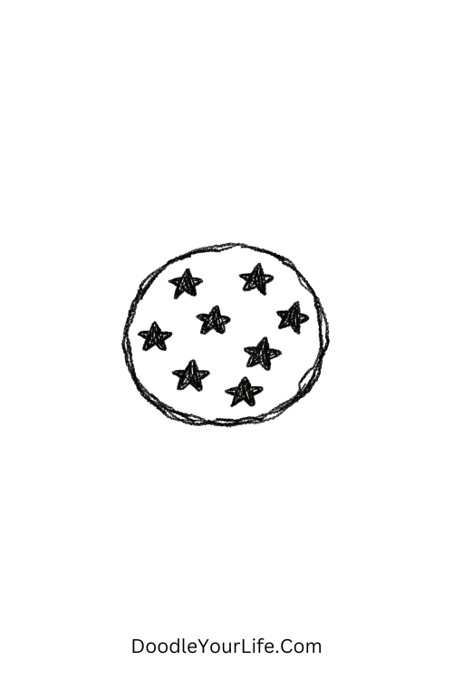 A doodle of a starry cookie with star chips, food doodle images