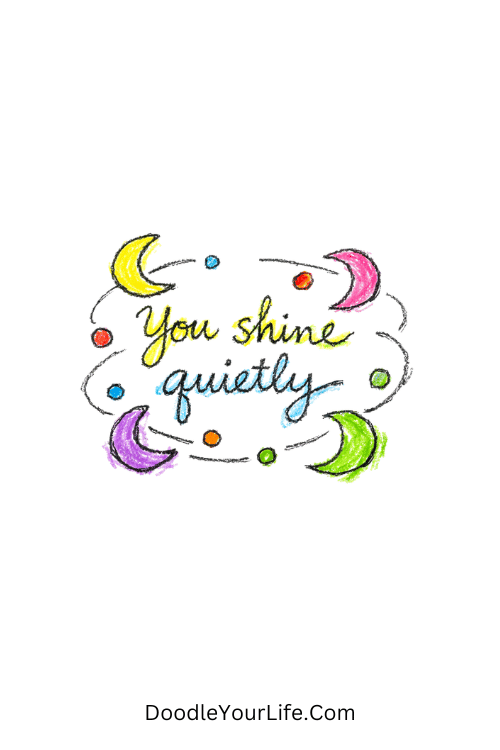 Thin script with crescent moons and dots, calligraphy quote doodles worksheets