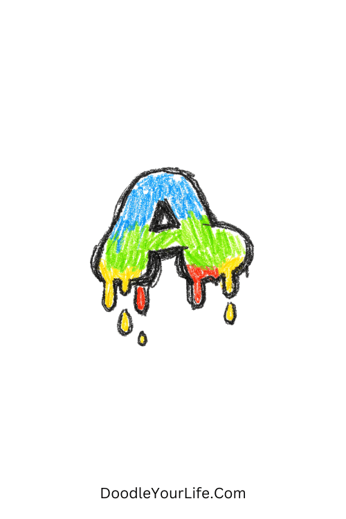 A doodle of chunky bubble letters with drips, graffiti doodle letters