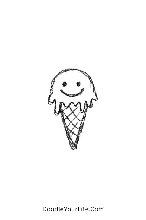 Ice Cream Drip Face Summer Doodle