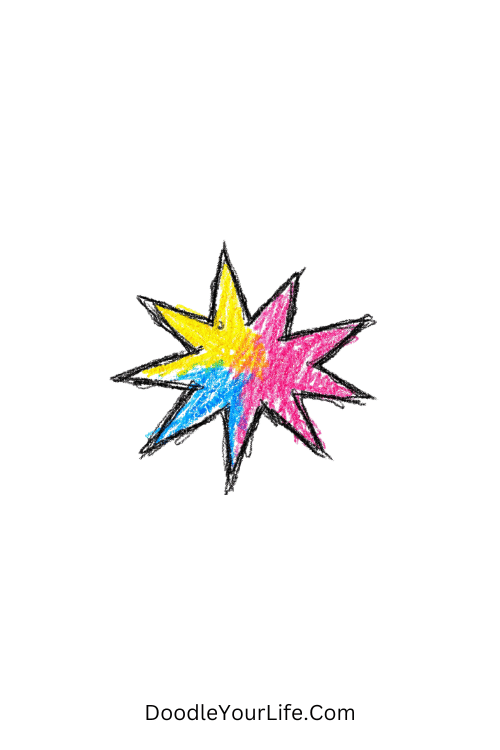 A doodle of a rough star with uneven spikes, graffiti doodle clipart png