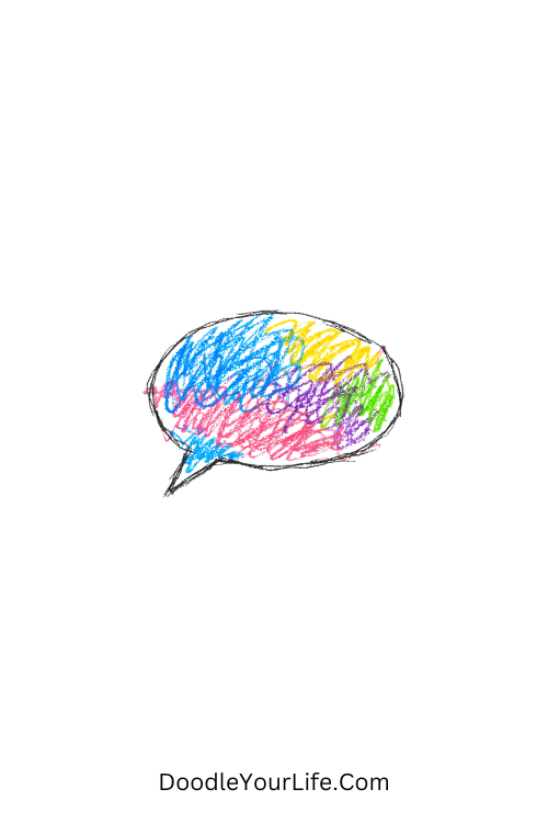 A doodle of a bubble shape filled with messy scribbles, easy graffiti doodles