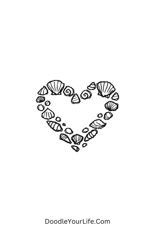Seashell Heart Summer Doodle