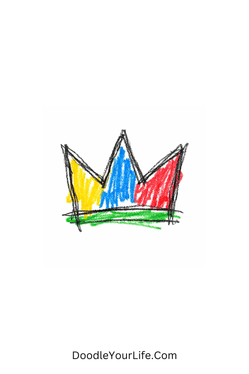 A doodle of a jagged loose crown with street style, graffiti doodle patterns
