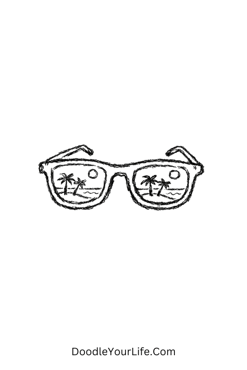 Sunglasses Reflection Beach Summer Doodle