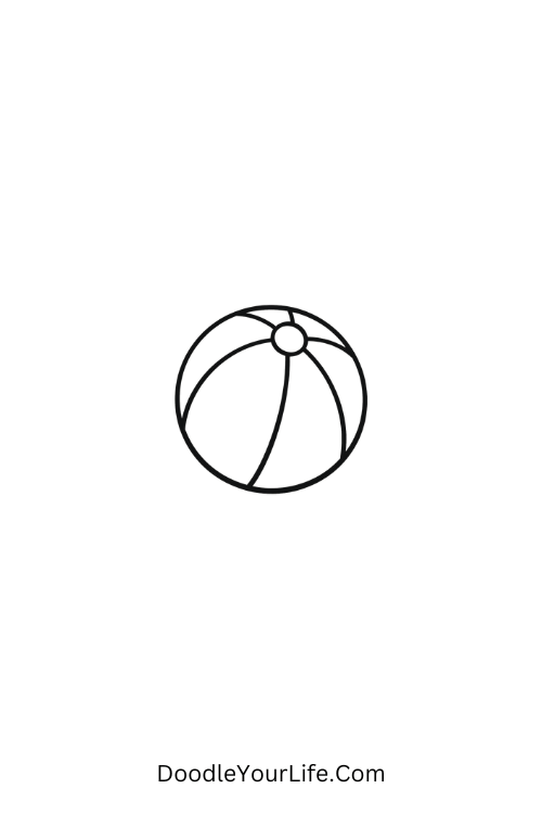 A doodle of a round beach ball divided into sections, simple June doodles