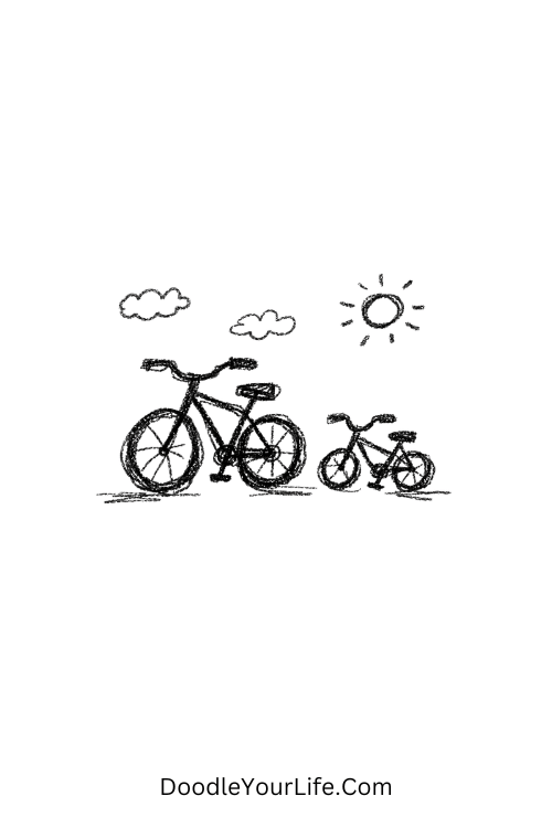 A doodle of two bicycles side by side, Father's Day art for kids