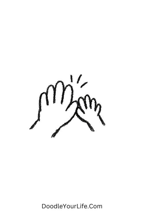 A doodle of two hands giving high-five, easy Father's Day drawings