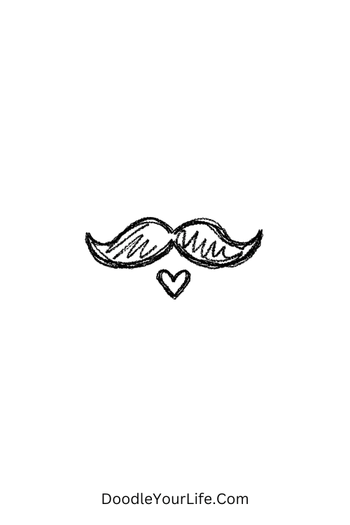 A doodle of mustache with small heart below, Father's Day doodles download