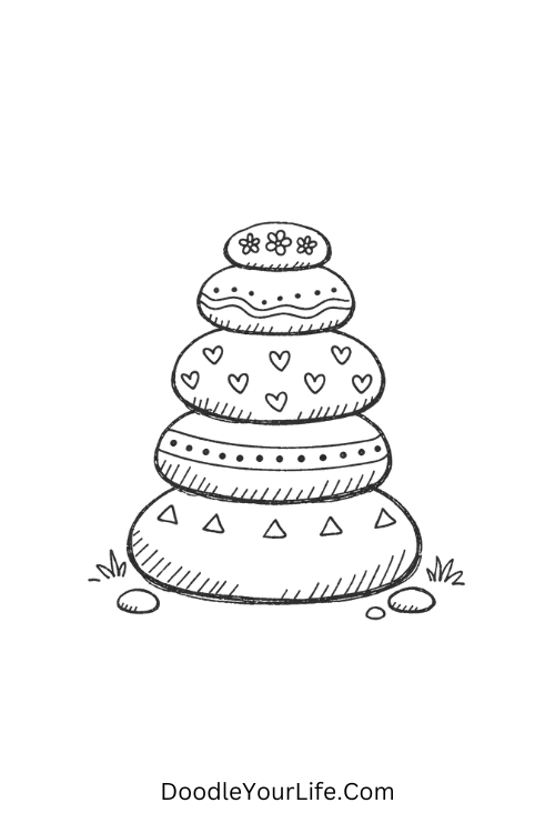Peaceful Pebble Stack Doodle