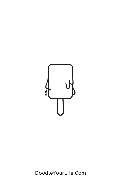 A doodle of a popsicle treat on a stick with simple shape, free June doodle printables