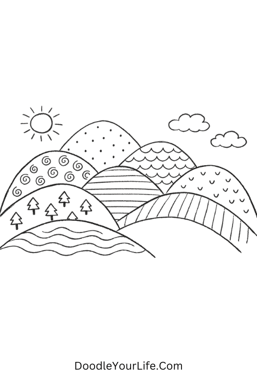 Quiet Mountain Curves Doodle