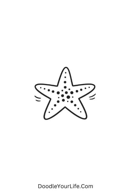 A doodle of a starfish with dotted texture details, June doodle PNG