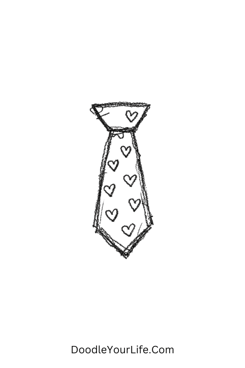 A doodle of necktie with hearts and stars pattern, free Father's Day doodles