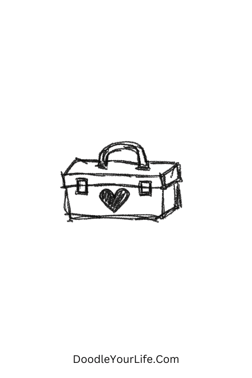 A doodle of toolbox with heart symbol, Father's Day coloring doodles
